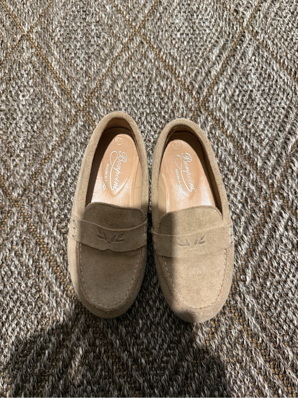 Bonpoint Beige Suede Penny Loafers for Kids